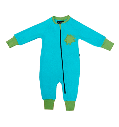 Children's terry jumpsuit, turquoise/ green