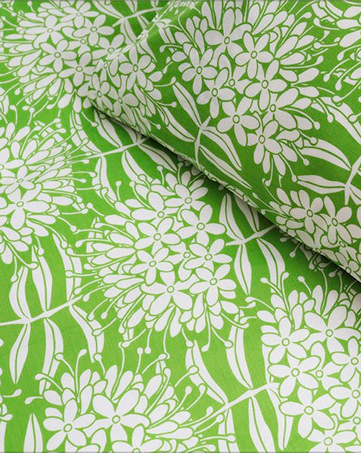 Cotton sheet, green/ white