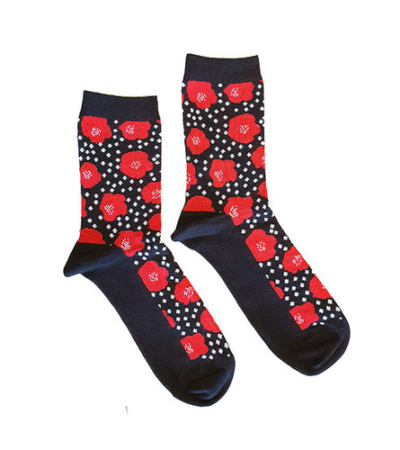Ratia-children's socks Poppyland, black/ red/ white