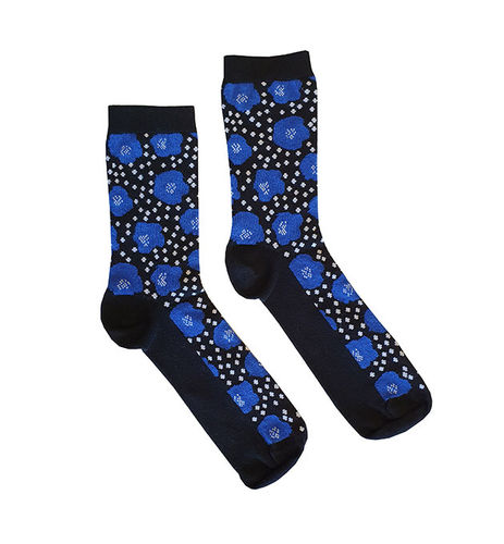 Ratia-children's socks Poppyland, black/ blue/ white