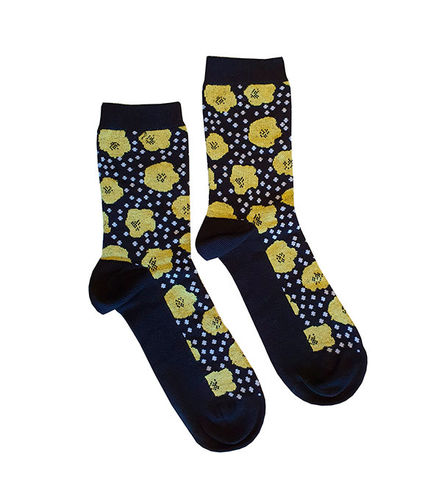 Ratia-socks Poppyland, black/ yellow/ white