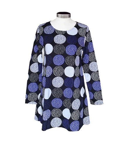 Tunic with long sleeves, blue/ black/ white