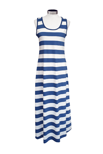 Women's sleeveless long nightgown/ dress, blue/ white