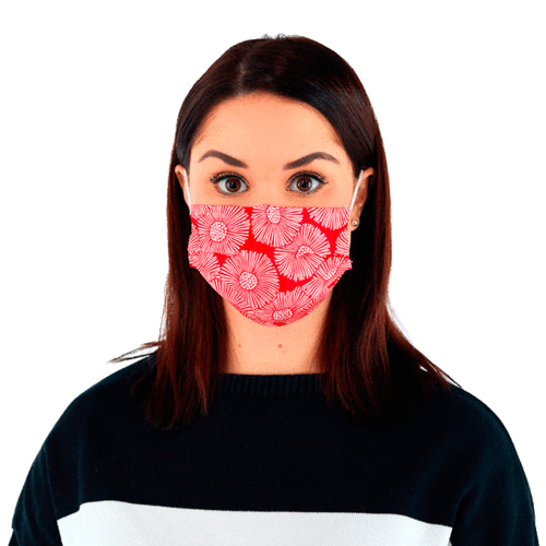 Face mask, red/ white