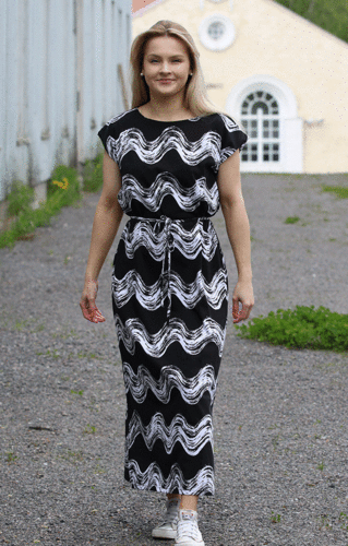 Women's tricot dress, black/ white