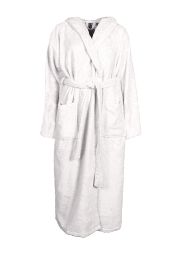 Bath robe with hood, light grey