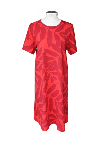 Women's short nightdress, russet/ orange red